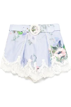 ZIMMERMANN `Everley` Lace Trim Tuck Shorts