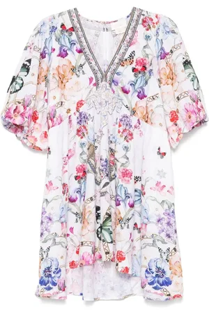 Camilla V-Neck Puff Sleeve Short Dress