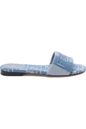 Fendi `Ff` Denim Slides
