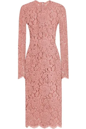 Dolce & Gabbana Branded Floral Cardonetto Lace Sheath Dress