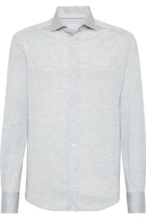 Brunello Cucinelli Silk And Cotton Jersey Shirt With Spread Collar