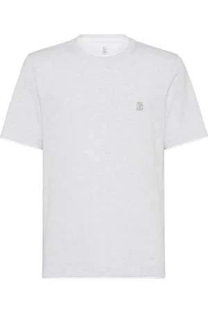 Brunello Cucinelli Cotton Jersey Crew-Neck T-Shirt With Logo And Faux