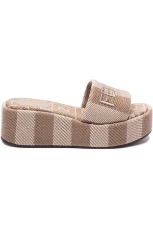 Fendi `Ff` Denim Slides