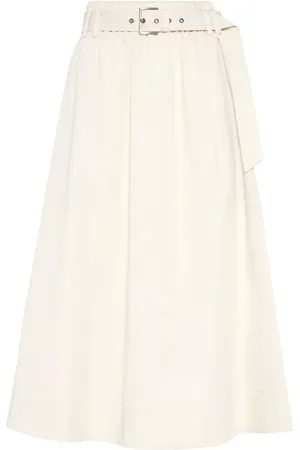 Brunello Cucinelli Stretch Cotton Gabardine Belted Circle Skirt