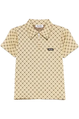 Miu Miu Silk Polo-Neck T-Shirt