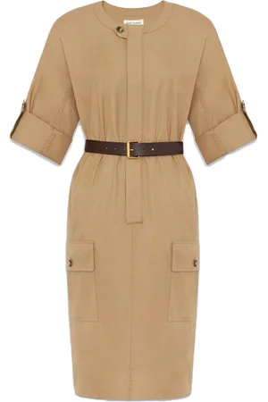 ワンピース Saint Laurent Abito Midi In Twill Di Cotone Saint Laurent - Silk-blend midi dress Saint Laurent