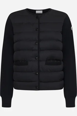 Moncler Cardigan in nylon imbottito e lana