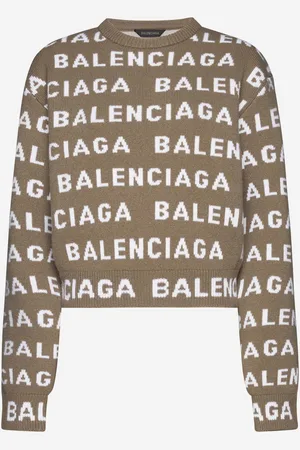 Balenciaga Pull crop in lana con logo