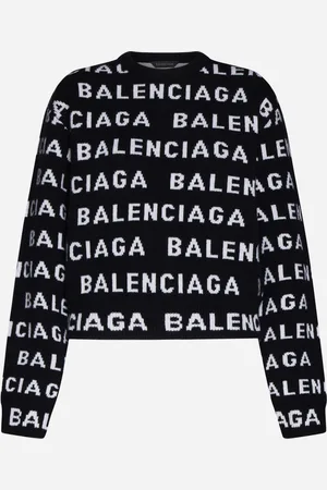 Balenciaga Pull crop in lana con logo