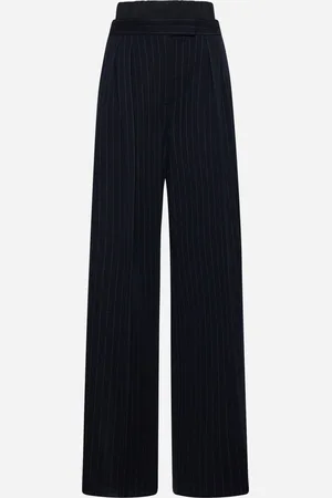 Max Mara Pantaloni Piroghe misto acetato gessato