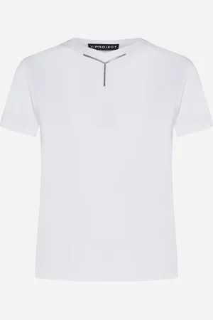Y / PROJECT T-shirt Y CHROMEin jersey stretch bianco