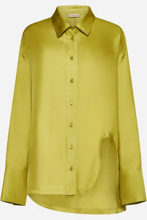 BLANCA Camicia Calanthe in raso di seta verde