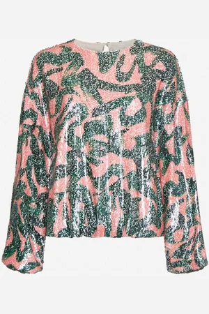 DRIES VAN NOTEN Top balloon con ricamo in paillettes stampate