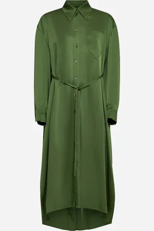 Lanvin Chemisier in raso verde con pieghe