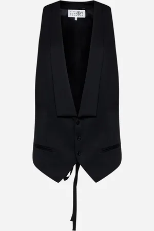 Maison Margiela Gilet lungo in misto lana nera