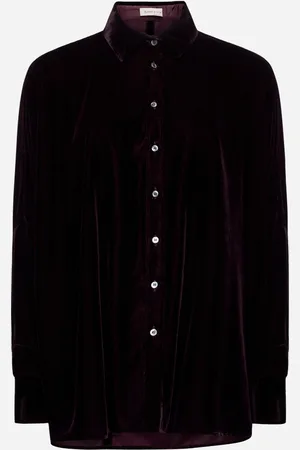 BLANCA Camicia Ceiba in velluto bordeaux