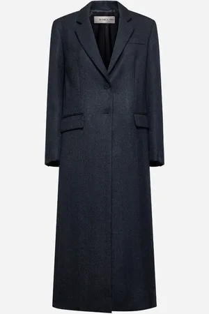 BLANCA Cappotto lungo Celosia in misto lana chevron grigio