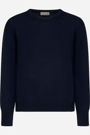 BLANCA Maglia girocollo in lana vergine blu