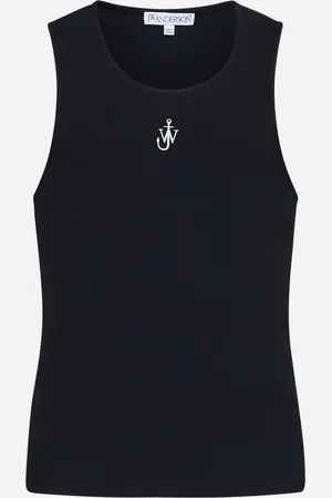 J.W.Anderson Canotta nera con ricamo logo