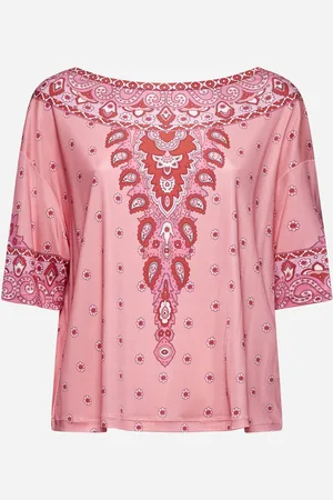 Etro Top rosa in jersey stretch stampa Paisley
