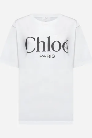 Chloé T-shirt oversize in cotone bianco con logo