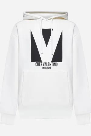 VALENTINO Felpa con cappuccio bianca stampa Chez