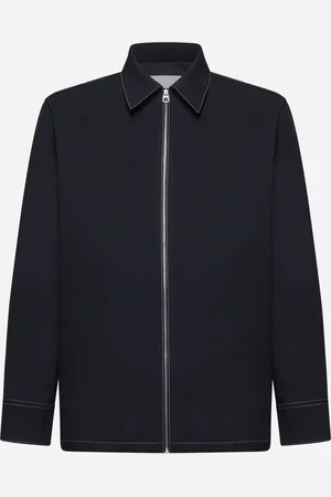 Jil Sander Camicia con zip in gabardina blu