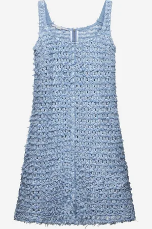 Stella McCartney Abito mini in Denim Bouclé azzurro