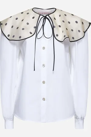 VALENTINO Camicia in cotone bianco con collo a pois