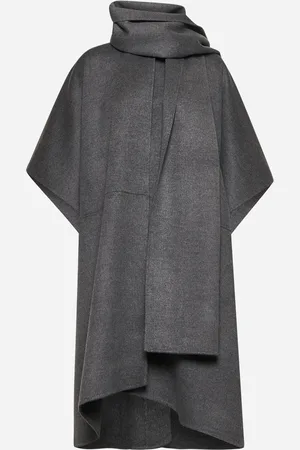 Totême Cappotto con sciarpa in lana grigia