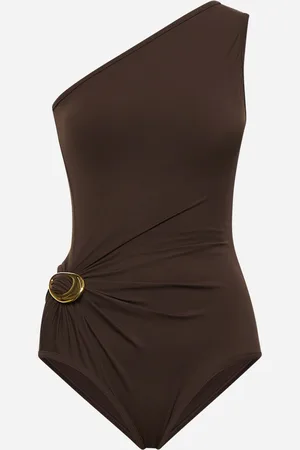 Bottega Veneta Costume monospalla in nylon marrone