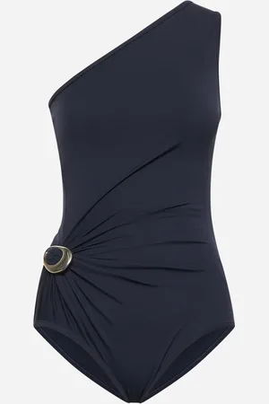 Bottega Veneta Costume monospalla in nylon blu
