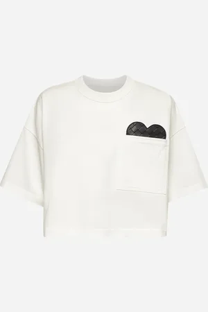Bottega Veneta T-shirt crop in jersey di cotone bianco