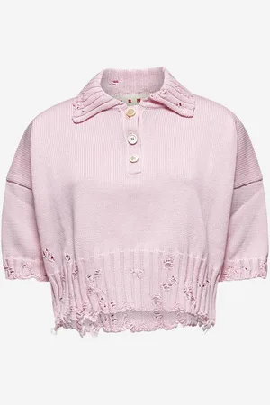 Marni Polo in cotone rosa con ricamo