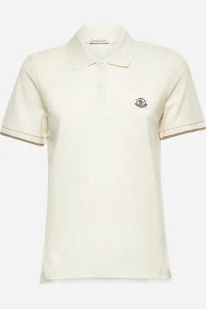 Moncler Polo in piquet bianco con patch logo