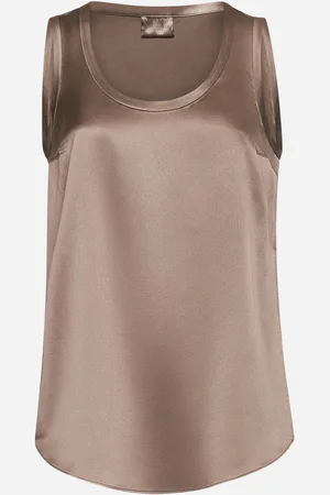 Brunello Cucinelli Top reversibile in raso marrone