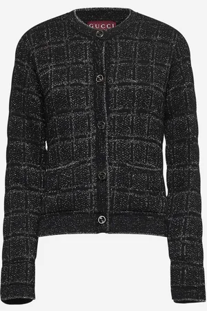 Gucci Cardigan in jacquard lamé a quadri nero