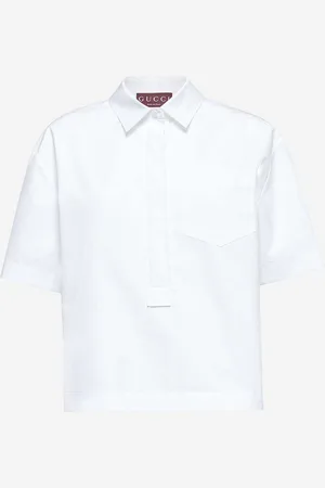 Gucci Camicia in popeline bianco con logo