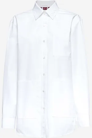 Gucci Camicia in popeline bianco con logo