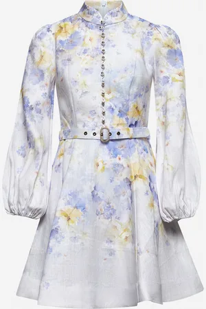 ZIMMERMANN Miniabito Crush in lino lilla floreale