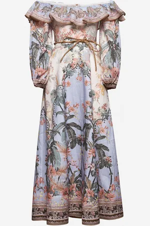 ZIMMERMANN Abito midi Wylie blu floreale