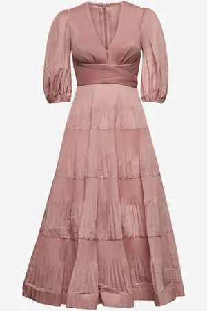 ZIMMERMANN Abito midi plissettato rosa
