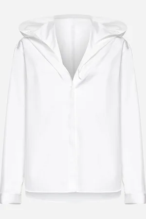 Alaïa Camicia con cappuccio in popeline bianco