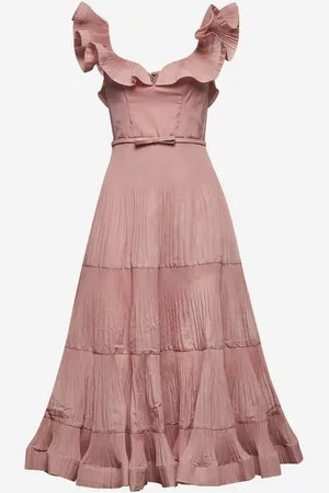 ZIMMERMANN Abito midi plissettato rosa