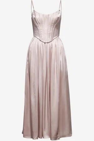 ZIMMERMANN Abito midi a corsetto in seta rosa