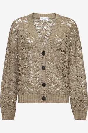 Brunello Cucinelli Cardigan Dazzling in maglia beige
