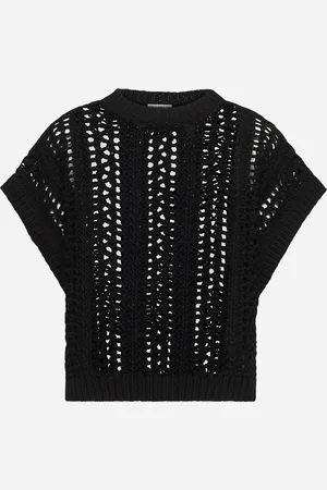 Brunello Cucinelli Maglia Ribbed Net in cotone nero