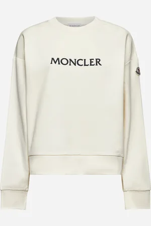 Moncler Felpa avorio con logo ricamato