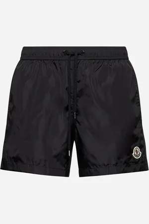 Moncler Shorts da mare neri con patch logo