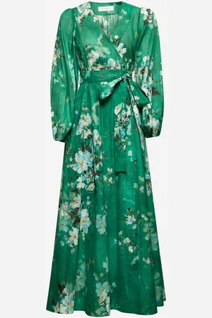 ZIMMERMANN Abito midi a portafoglio Everley verde